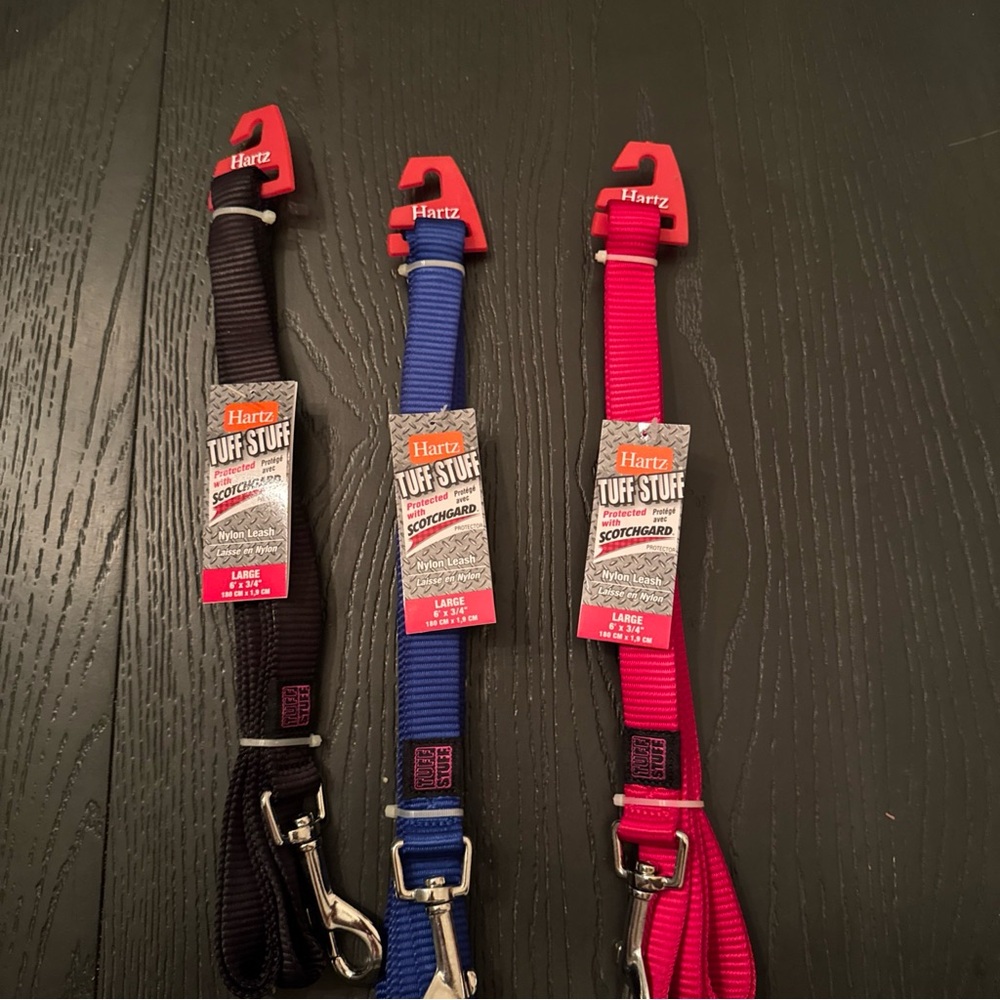 Hartz Tuff Stuff Dog Leash Set - Black, Blue, Red